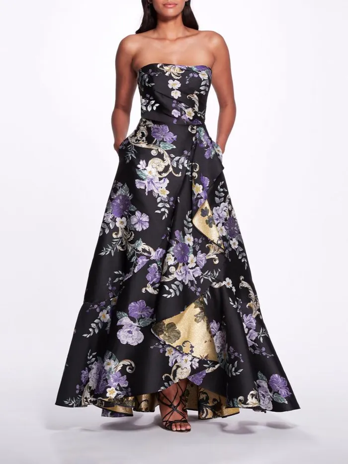 Marchesa Marchesa Notte Strapless Floral Gown Black 8211 Women