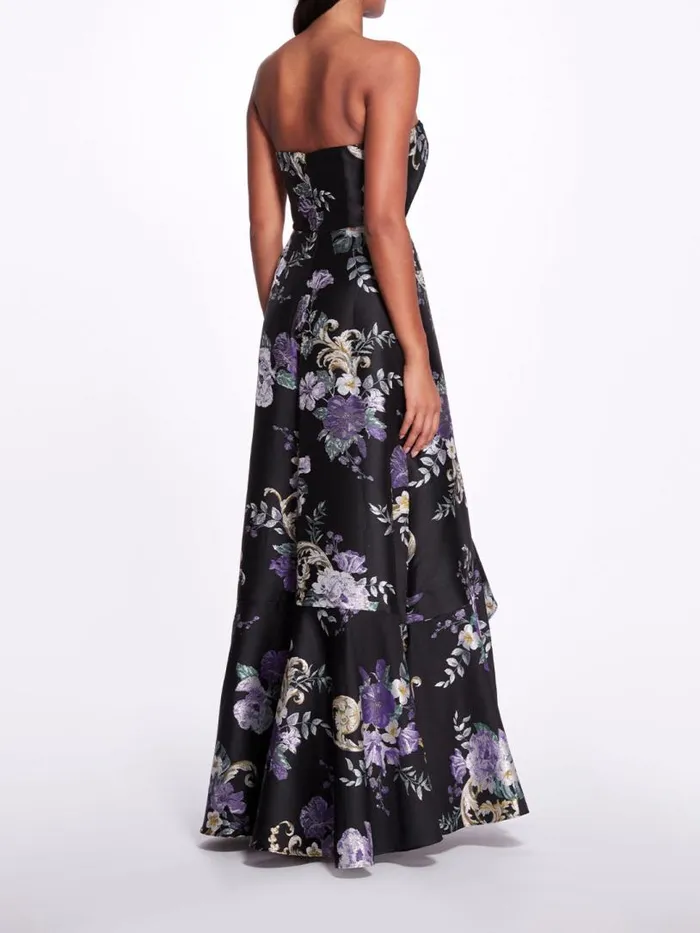 Marchesa Marchesa Notte Strapless Floral Gown Black 8211 Women