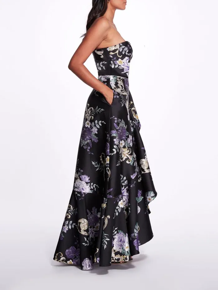 Marchesa Marchesa Notte Strapless Floral Gown Black 8211 Women