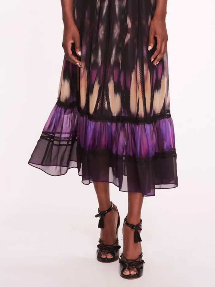 Marchesa Marchesa Rosa Abstract Viscose Midi Dress Purple Multi 8211 Women