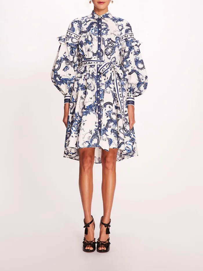Marchesa Marchesa Rosa Laurel Shirtdress Blue Multi 8211 Women