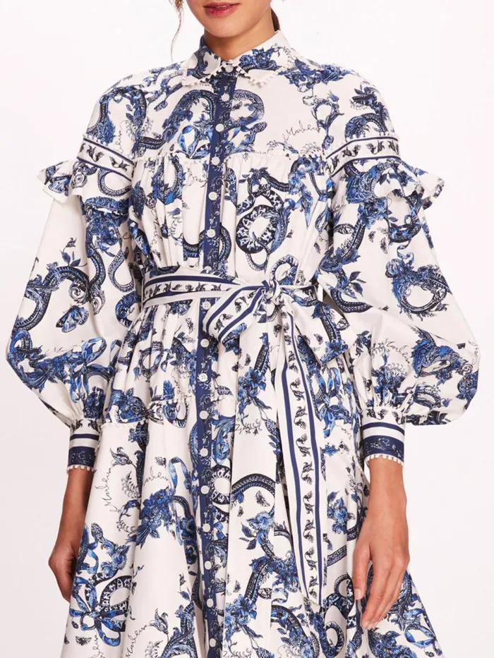 Marchesa Marchesa Rosa Laurel Shirtdress Blue Multi 8211 Women