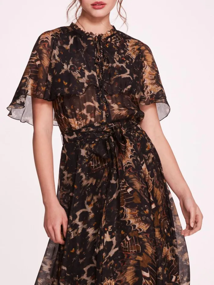 Marchesa Marchesa Rosa Monarch Midi Dress Black Multi 8211 Women