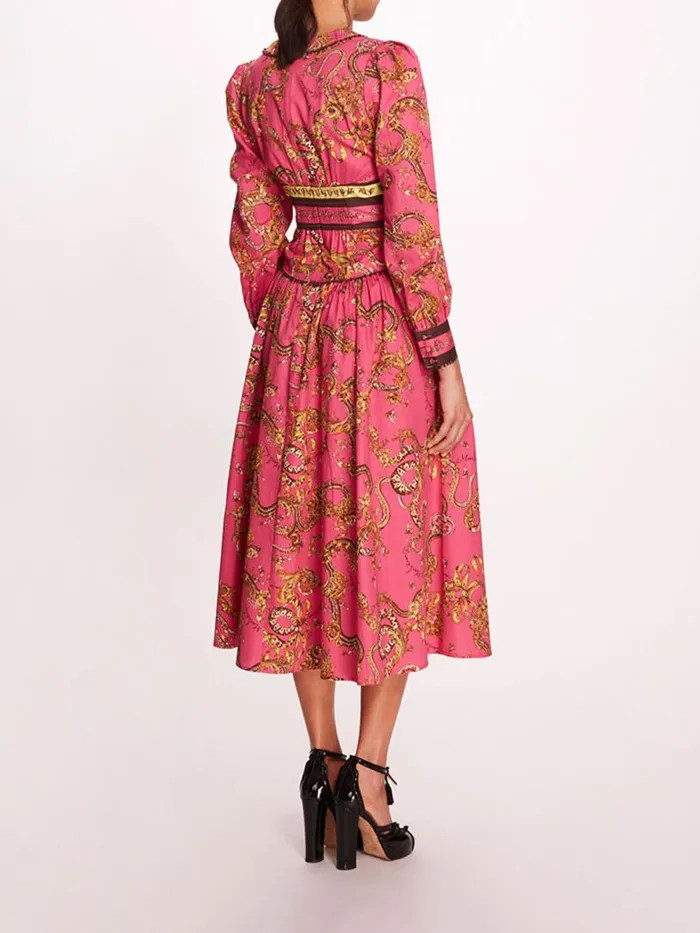 Marchesa Marchesa Rosa Tansy Midi Dress Fuchsia Multi 8211 Women
