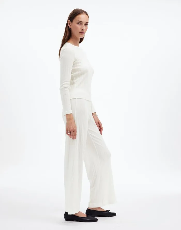 Matching Sets Women Madewell Madewell X LESET Pointelle Perfect Tee and Pant Set White