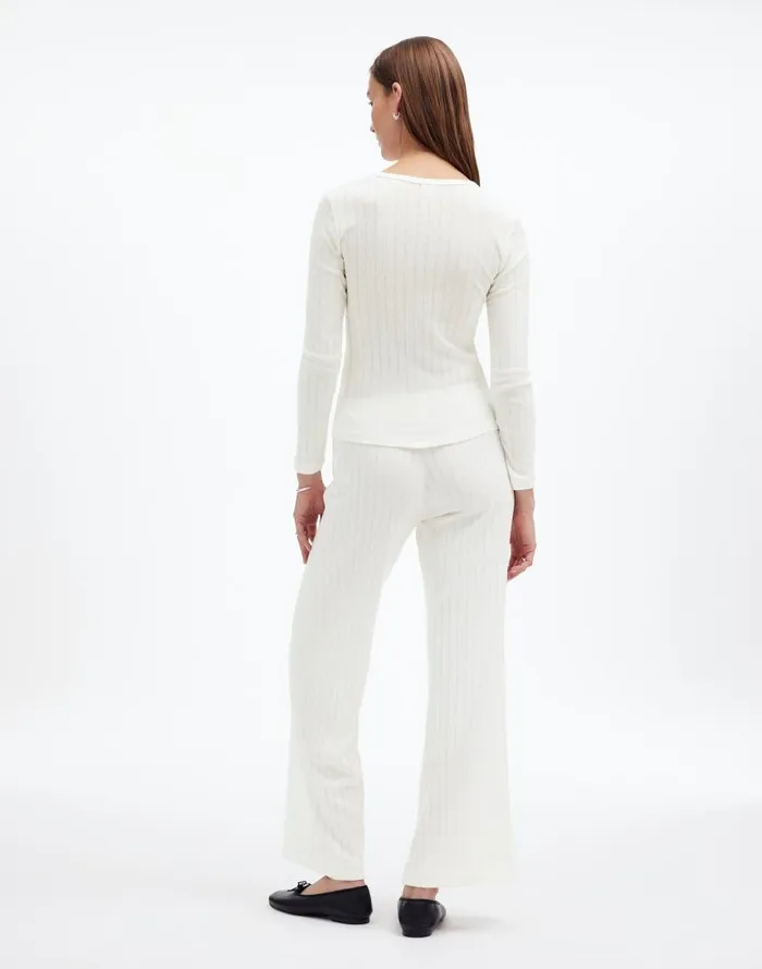 Matching Sets Women Madewell Madewell X LESET Pointelle Perfect Tee and Pant Set White