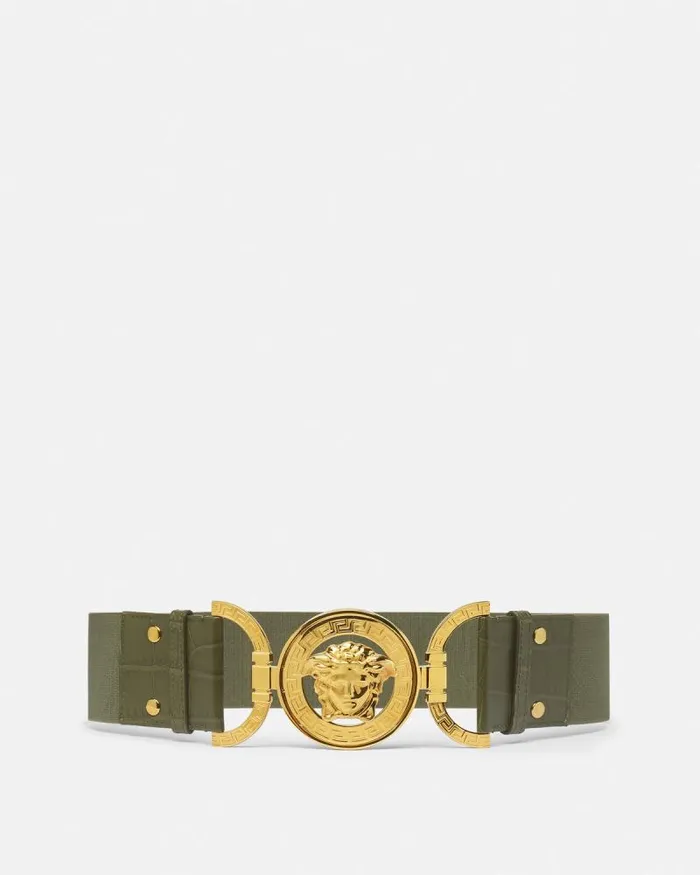 Medusa 03995 CrocEffect Belt 16034 4 Cm Green Women Versace Belts