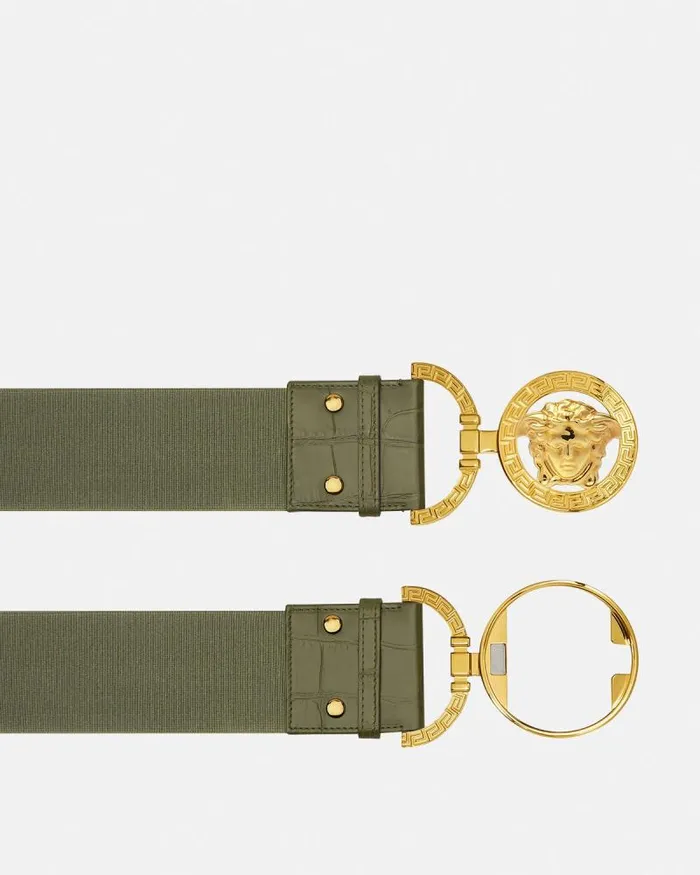 Medusa 03995 CrocEffect Belt 16034 4 Cm Green Women Versace Belts