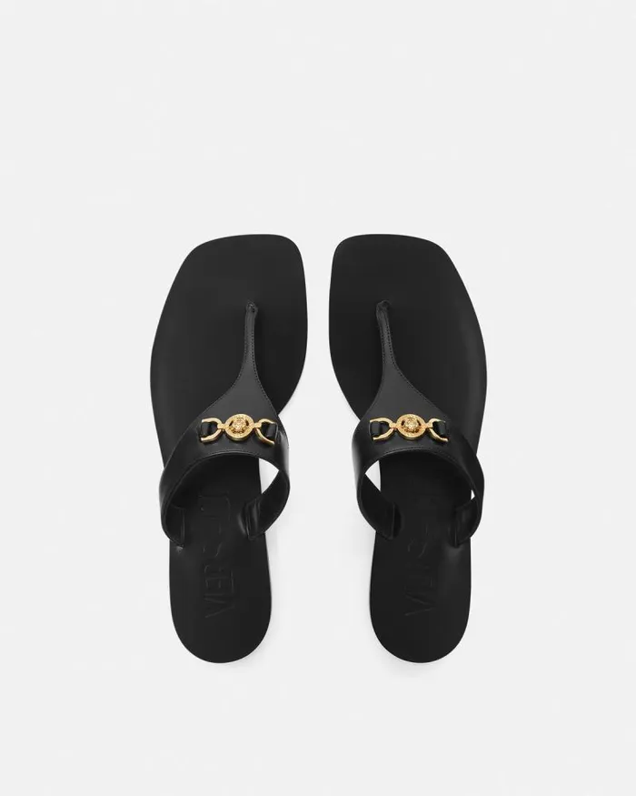 Medusa 03995 Flat Sandals Blackgold Women Versace Sandals