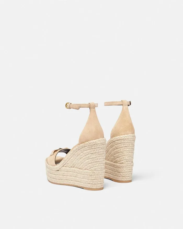 Medusa 03995 Suede Wedge Sandals 120 Mm Beige Women Versace Sandals