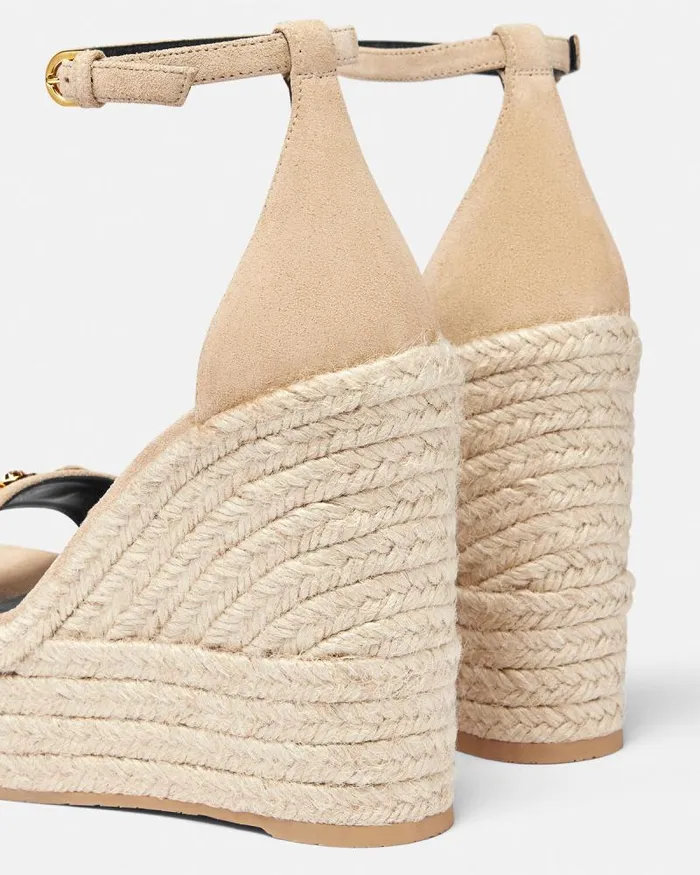 Medusa 03995 Suede Wedge Sandals 120 Mm Beige Women Versace Sandals