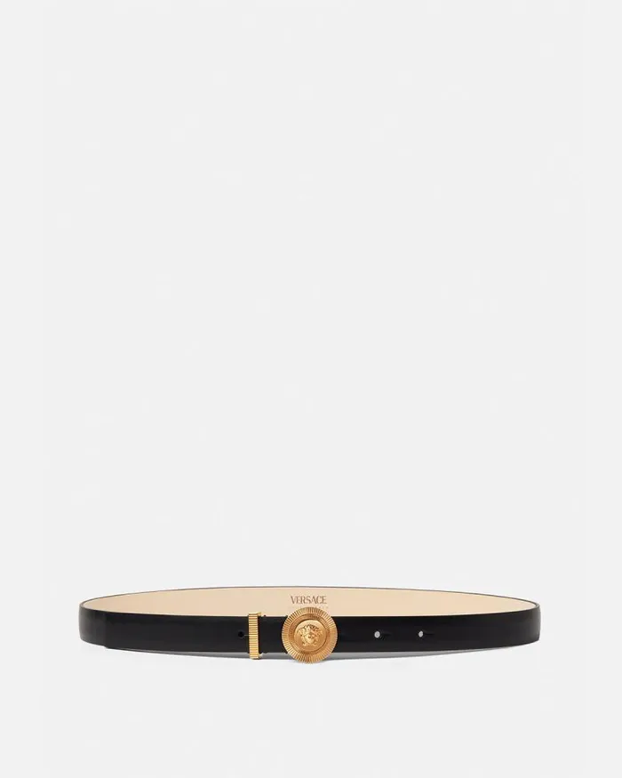 Medusa Biggie Leather Belt 2 Cm Blackgold Women Versace Belts