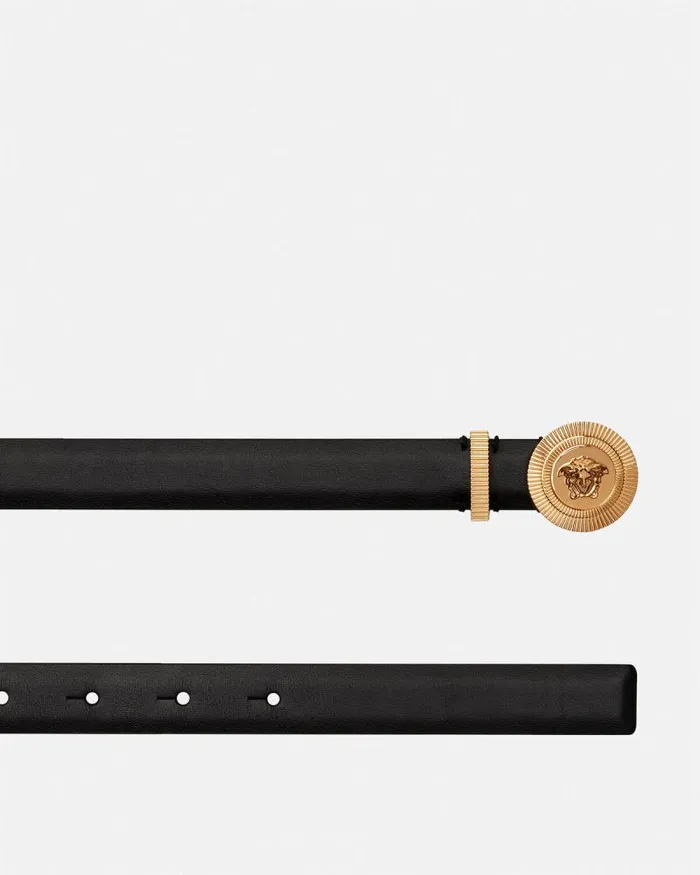 Medusa Biggie Leather Belt 2 Cm Blackgold Women Versace Belts