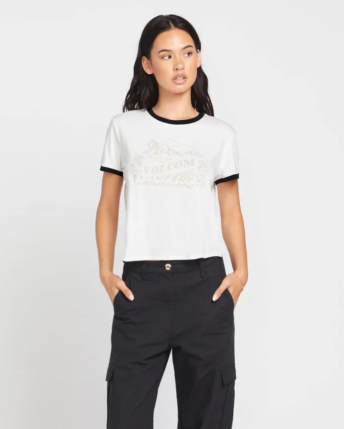 Meet Me There Ringer Tee 8211 Star White Womens Volcom Tops