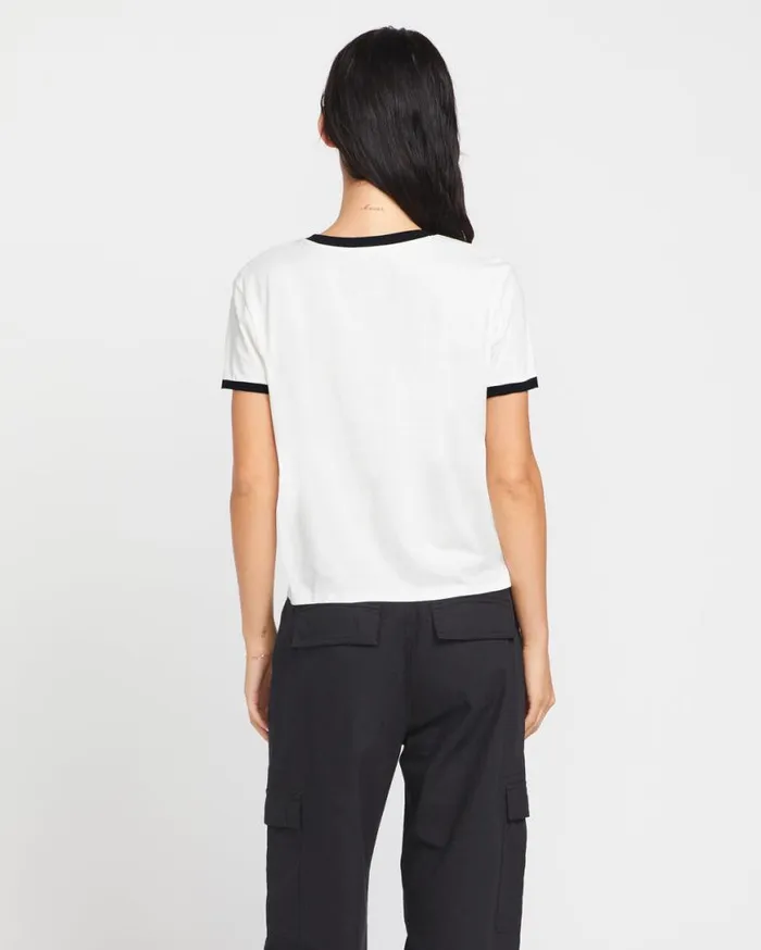 Meet Me There Ringer Tee 8211 Star White Womens Volcom Tops