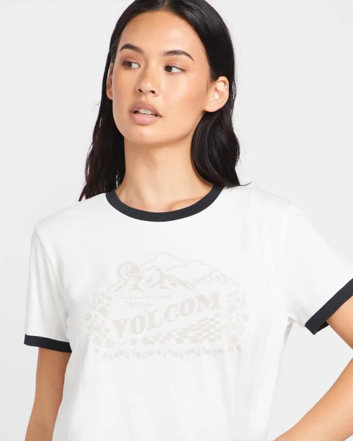Meet Me There Ringer Tee 8211 Star White Womens Volcom Tops