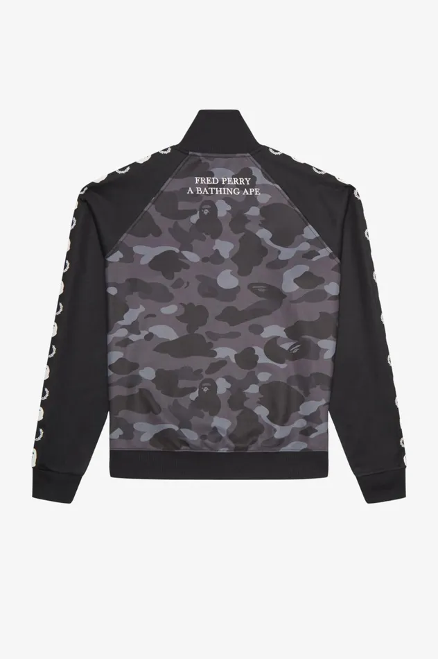 Men A Bathing ApeCamouflage Panel Track Jacket Black Fred Perry Track Jackets