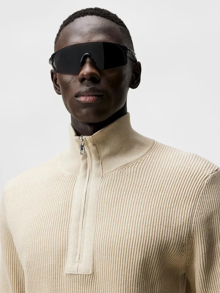 Men Alex Half Zip Knitted Sweater Turtledove JLindeberg Knitwear Men Alex Half Zip Knitted Sweater Turtledove JLindeberg Knitwear