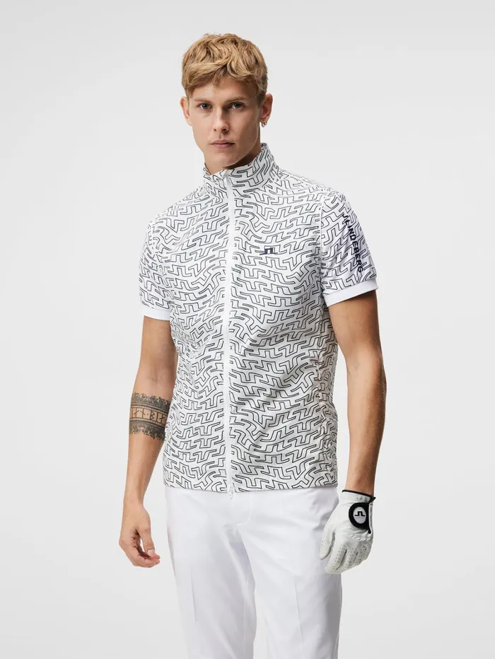 Men Ash Light Packable Vest Print White Outline Bridge Swirl JLindeberg Gilets