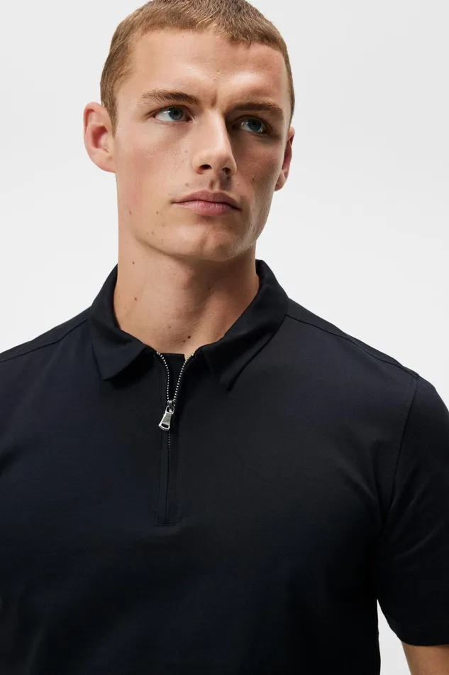 Men Asher Zip SS Polo Shirt Black JLindeberg Polo Shirts Men Asher Zip SS Polo Shirt Black JLindeberg Polo Shirts