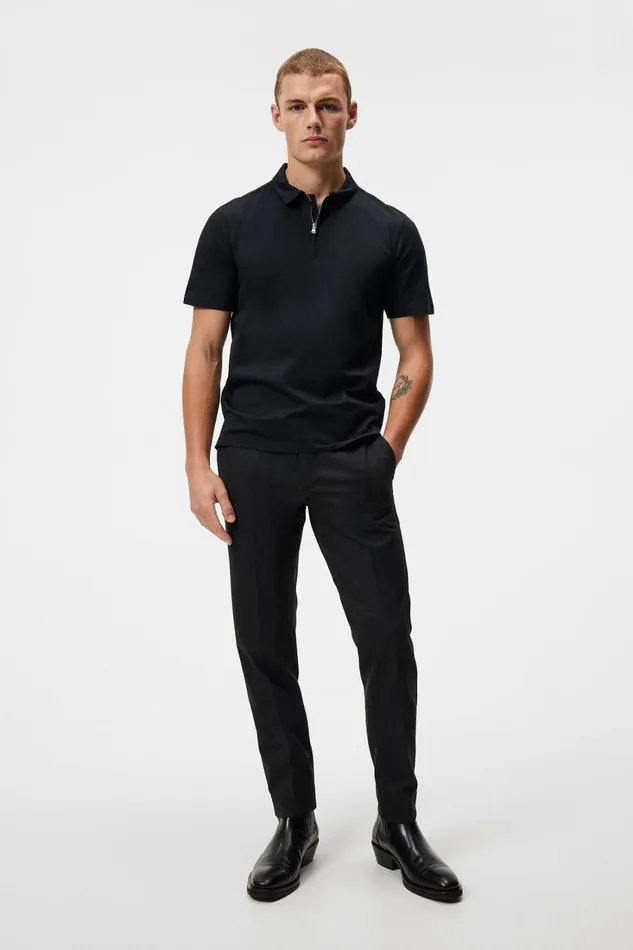 Men Asher Zip SS Polo Shirt Black JLindeberg Polo Shirts Men Asher Zip SS Polo Shirt Black JLindeberg Polo Shirts
