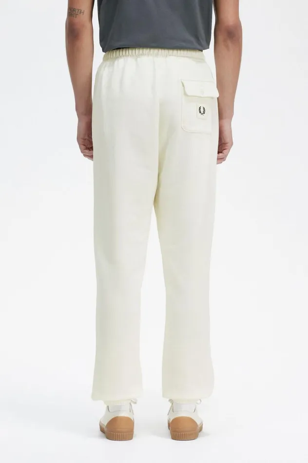 Men Badge Detail Track Pants Ecru Fred Perry Trousers