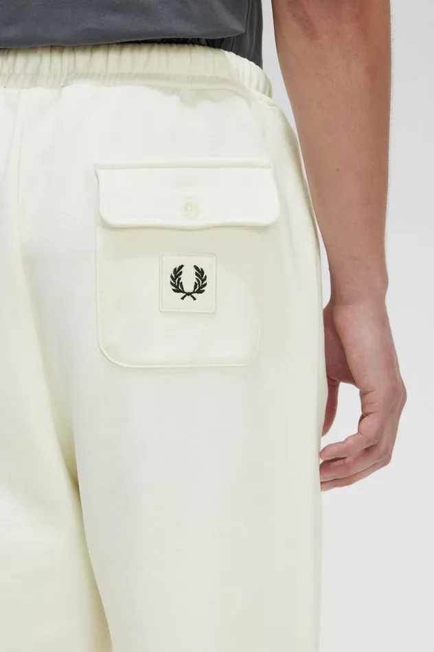Men Badge Detail Track Pants Ecru Fred Perry Trousers