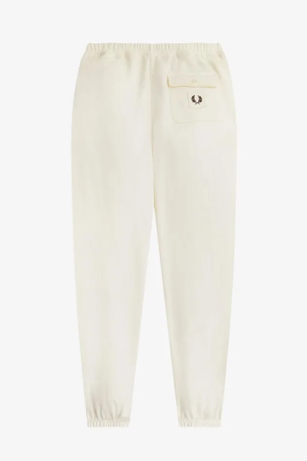 Men Badge Detail Track Pants Ecru Fred Perry Trousers