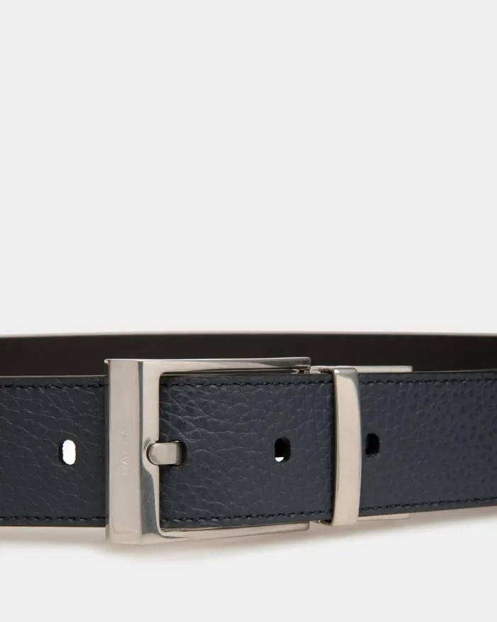 Men Bally Belts Dress Belt In Midnight And Black Leather Blue Men Bally Belts Dress Belt In Midnight And Black Leather Blue