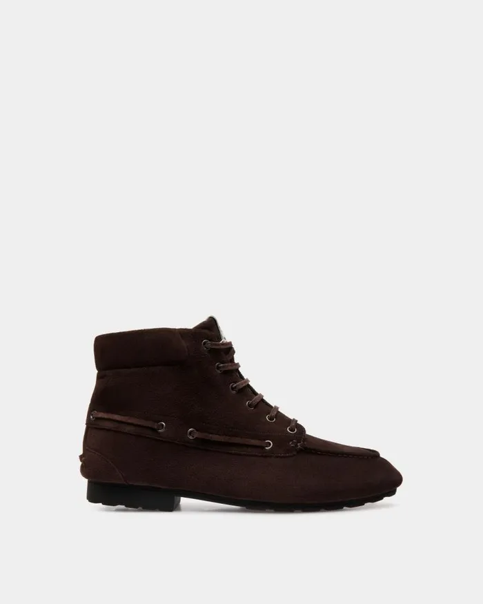 Men Bally Boots and Ankle Boots Plume Bootie In Ebano Suede Brown