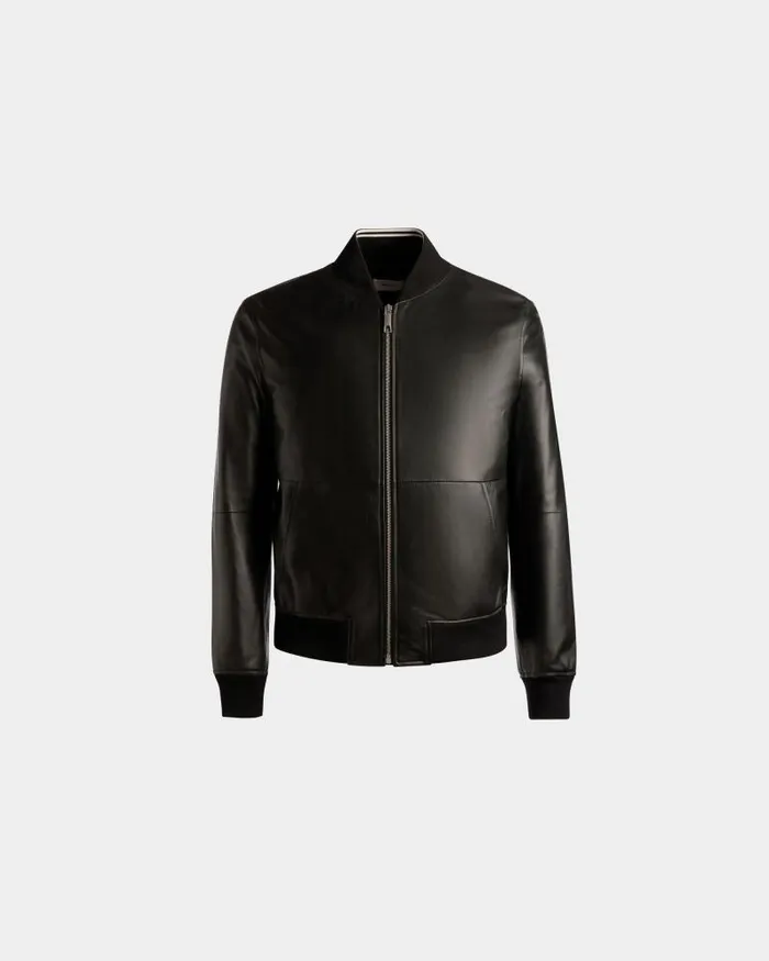 Men Bally Coats and Jackets Bomber Jacket In Black Leather Black