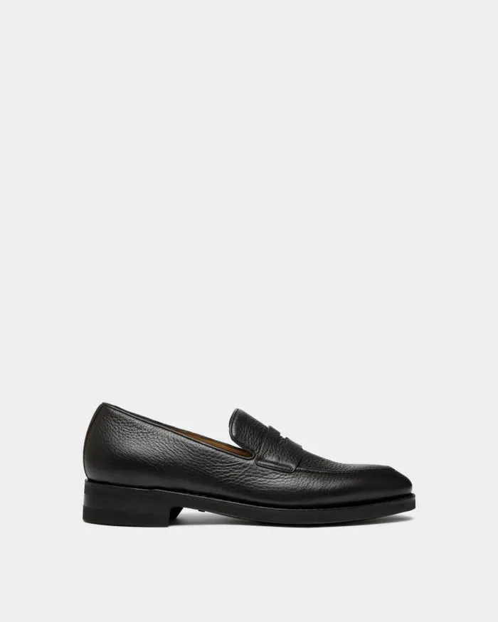 Men Bally Loafers and Moccasins Scribe Un Loafer In Black Deer Leather Black