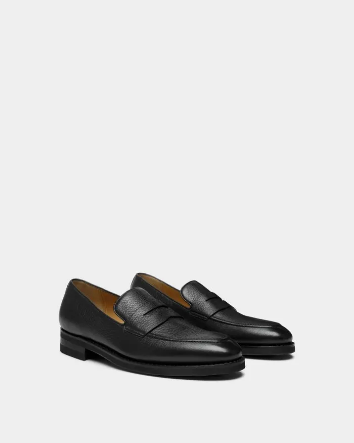 Men Bally Loafers and Moccasins Scribe Un Loafer In Black Deer Leather Black Men Bally Loafers and Moccasins Scribe Un Loafer In Black Deer Leather Black