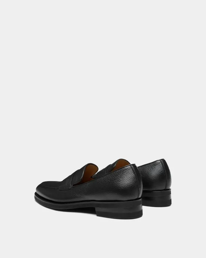Men Bally Loafers and Moccasins Scribe Un Loafer In Black Deer Leather Black Men Bally Loafers and Moccasins Scribe Un Loafer In Black Deer Leather Black