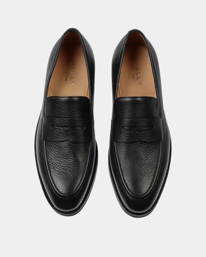 Men Bally Loafers and Moccasins Scribe Un Loafer In Black Deer Leather Black Men Bally Loafers and Moccasins Scribe Un Loafer In Black Deer Leather Black