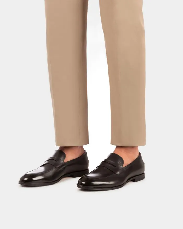 Men Bally Loafers and Moccasins Webb Leather Loafers In Coffee Brown Men Bally Loafers and Moccasins Webb Leather Loafers In Coffee Brown