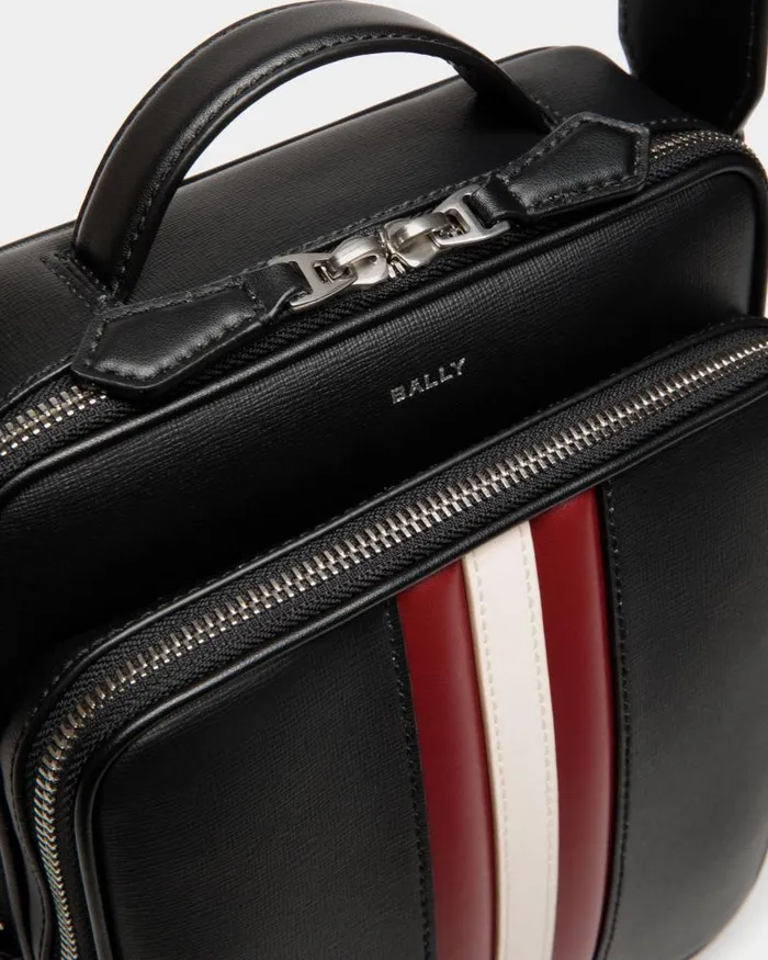 Men Bally Messenger Bags Mythos Crossbody Bag In Black Recycled Leather Black Men Bally Messenger Bags Mythos Crossbody Bag In Black Recycled Leather Black