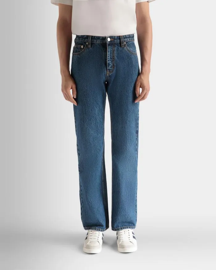 Men Bally Pants Denim Pants In Medium Blue Cotton Blue Men Bally Pants Denim Pants In Medium Blue Cotton Blue