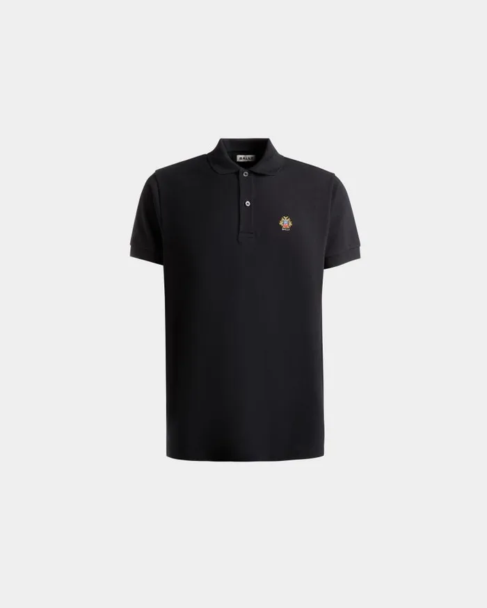 Men Bally Shirts and TShirts Polo With Bally Crest Logo In Black Cotton Black