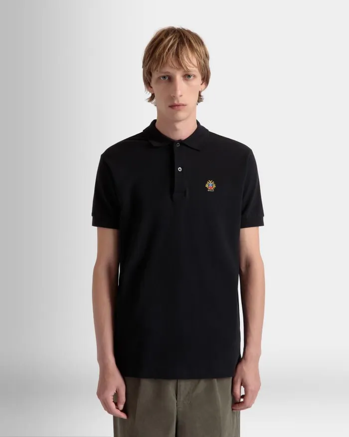 Men Bally Shirts and TShirts Polo With Bally Crest Logo In Black Cotton Black Men Bally Shirts and TShirts Polo With Bally Crest Logo In Black Cotton Black