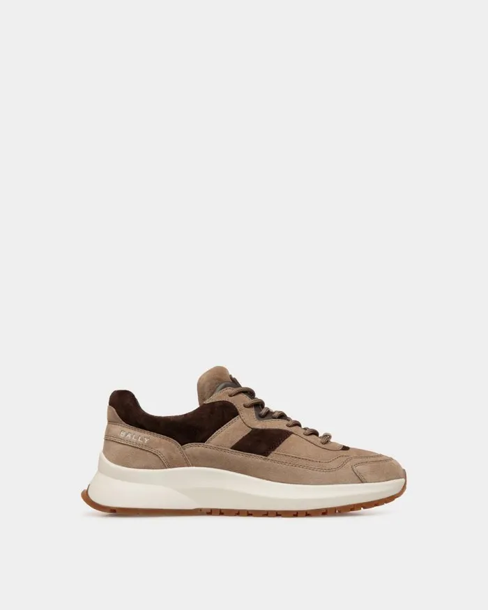 Men Bally Sneakers Outline Sneaker In Taupe And Ebano Suede Brown