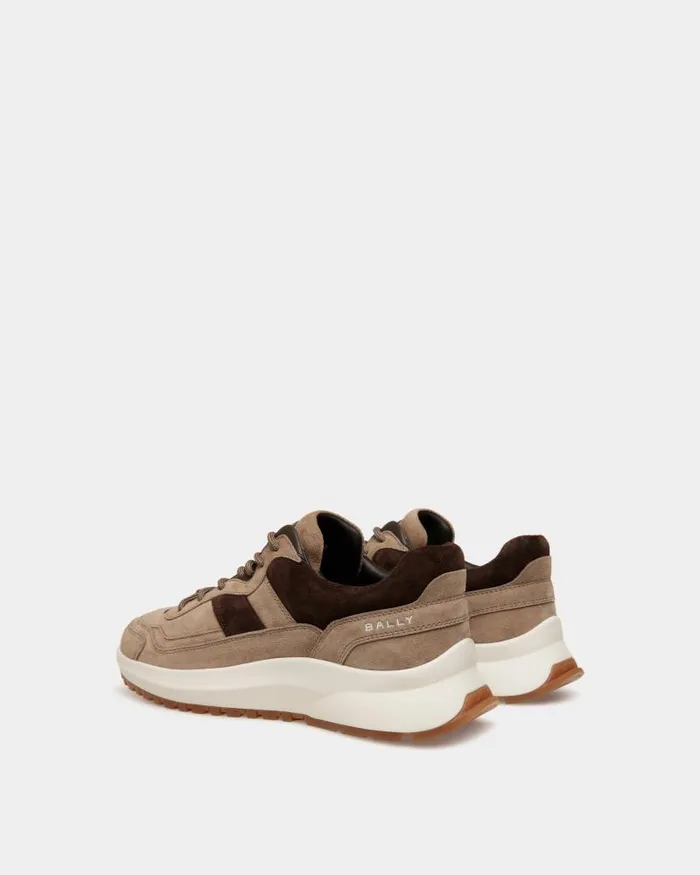 Men Bally Sneakers Outline Sneaker In Taupe And Ebano Suede Brown Men Bally Sneakers Outline Sneaker In Taupe And Ebano Suede Brown