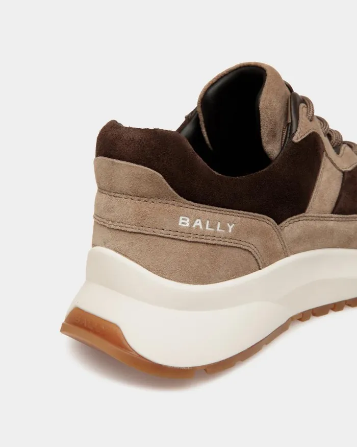 Men Bally Sneakers Outline Sneaker In Taupe And Ebano Suede Brown Men Bally Sneakers Outline Sneaker In Taupe And Ebano Suede Brown
