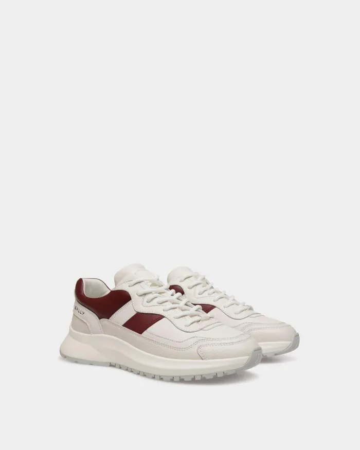 Men Bally Sneakers Outline Sneaker In White And Heritage Red Leather White Men Bally Sneakers Outline Sneaker In White And Heritage Red Leather White