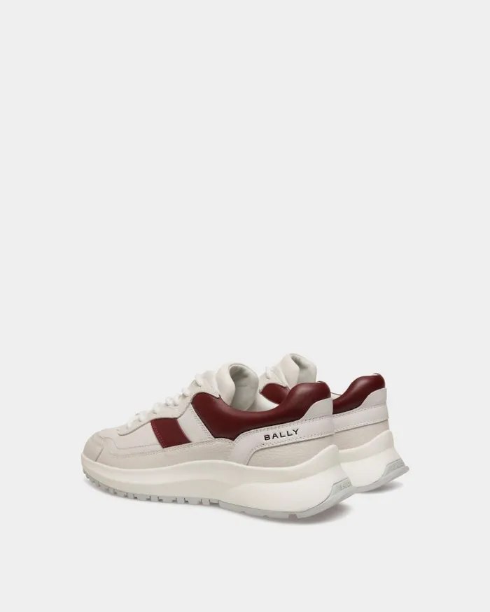 Men Bally Sneakers Outline Sneaker In White And Heritage Red Leather White Men Bally Sneakers Outline Sneaker In White And Heritage Red Leather White