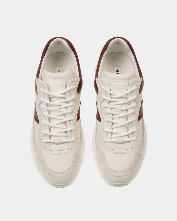 Men Bally Sneakers Outline Sneaker In White And Heritage Red Leather White Men Bally Sneakers Outline Sneaker In White And Heritage Red Leather White