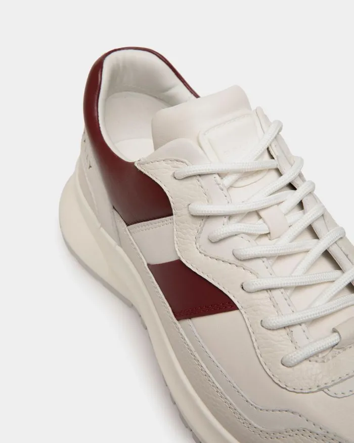 Men Bally Sneakers Outline Sneaker In White And Heritage Red Leather White Men Bally Sneakers Outline Sneaker In White And Heritage Red Leather White