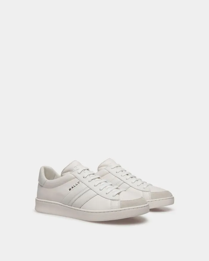 Men Bally Sneakers Tennis Sneaker In White Leather White Men Bally Sneakers Tennis Sneaker In White Leather White