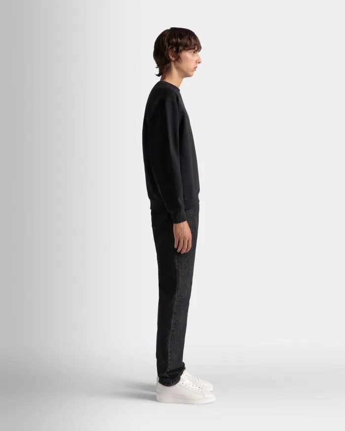 Men Bally Tracksuits Crewneck Sweatshirt With A Bally Crest Logo In Navy Blue Cotton Blue Men Bally Tracksuits Crewneck Sweatshirt With A Bally Crest Logo In Navy Blue Cotton Blue