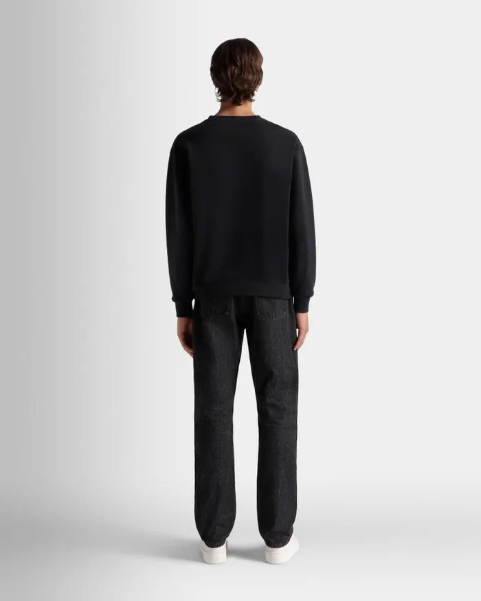 Men Bally Tracksuits Crewneck Sweatshirt With A Bally Crest Logo In Navy Blue Cotton Blue Men Bally Tracksuits Crewneck Sweatshirt With A Bally Crest Logo In Navy Blue Cotton Blue